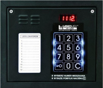 Panel audio z mini listą lokatorów i czytnikiem RFID, kolor czarny, Laskomex