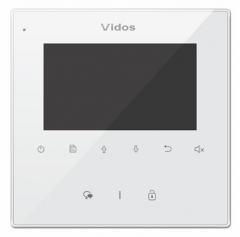 Monitor wideodomofonowy, bezsłuchawkowy, 4'', obsługa 2 wejść, interkom, VIDOS