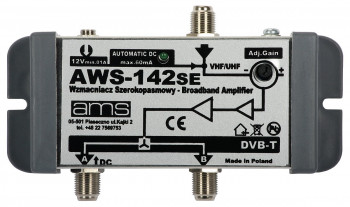 Wzmacniacz AWS-142S AMS rozgałęziający, VHF+UHF z zasilaczem 1wej./2wyj