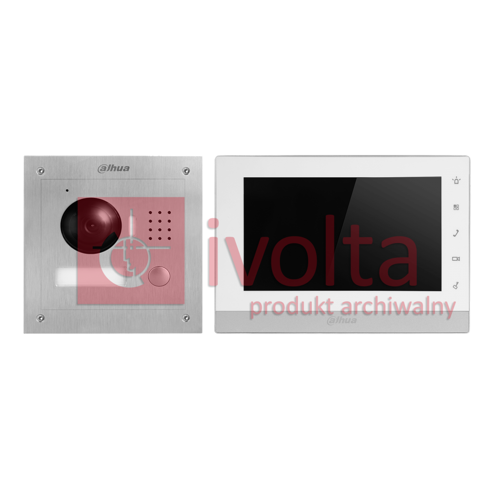 Zestaw wideodomofonowy składający się z VTO2000A oraz VTH1550CHW-2, DAHUA VTK-VTO2000A-2-VTH1550CHW-2(S) DAHUA