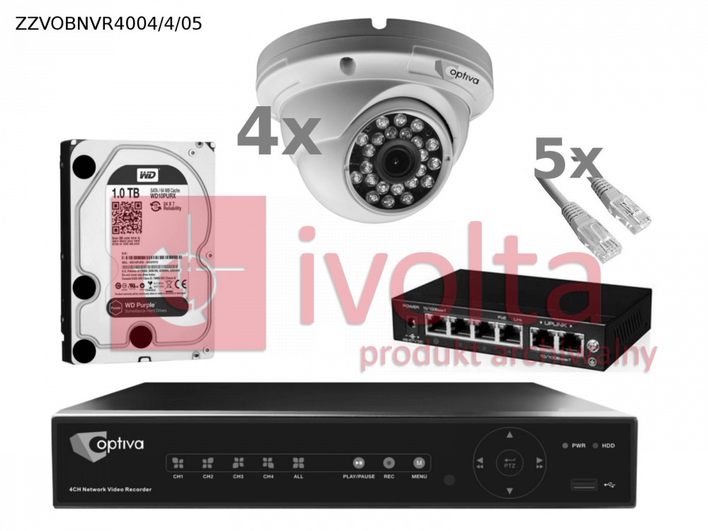 ZZVOBNVR4004/4/05 Zestaw IPCCTV, 4/4 kamery IP zewnętrzne