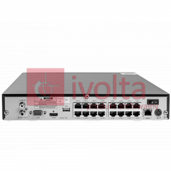 Rejestrator DVR 5w1 H.265 OPTIVA, 8Mpix, 16x HD + 8x IP, VGA/HDMI 4K, 2x6TB, P2P