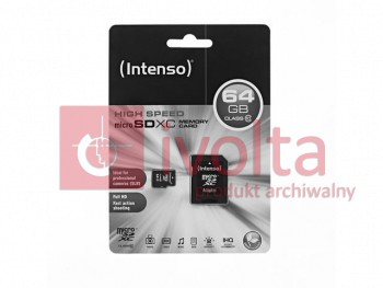 INTENSO-SDXC-64GB Karta pamięci SDHC, 64GB, CLASS10, ADAPT