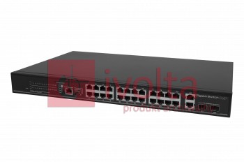 Switch OPTIVA PoE Gigabit Ethernet, 26 portów GB, 24xPoE/PoE+, 390W, 2xGB, 2xSFP, niezarządzalny
