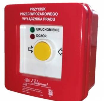 Ręczny przycisk przeciwpożarowego wyłącznika prądu PWP1 (1NO i 1NC) z certyfikatem CNBOP- 2LED zielony/czerwony 230V PWP1-W01-A-11-2LED7\. SPAMEL