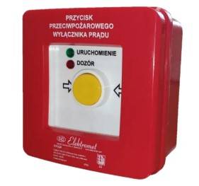 Ręczny przycisk przeciwpożarowego wyłącznika prądu PWP1 (1NO) z certyfikatem CNBOP - 2LED zielony/czerwony 230V PWP1-W01-B-10-2LED7\. SPAMEL