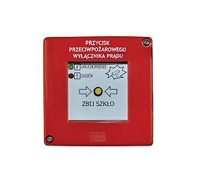 Przycisk p.poż natynkowy czerwony PPWP-A bez młoteczka 2xLED ziel./czerw. XY z certyfikatem CNBOP W0-PPWP-A D1/2K XY ZC W0-PPWP-A D1/2K XY ZC PROMET