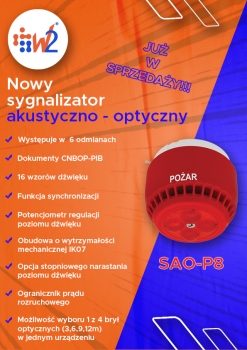Sygnalizator akustyczno-optyczny SAO-P8/CC z puszką PIP-1AN/0,375A, Zestaw, W2