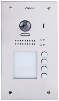 Bramofon cyfrowy 4-przyciskowy, podtynkowy, kamera 2 Mpix, szrokokątny obiektyw, czytnik kart VIDOS