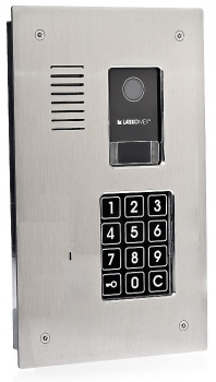 Panel audio pionowy ze stali nierdzewnej, z czytnikiem kluczy RFID, 4 wejścia, Laskomex CP-3123R_INOX LASKOMEX