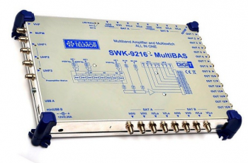 Multiswitch z wzmacniaczem kanałowym MultiBAS, obsługa 2xSAT, 16 - wyjściowy, TELMOR SWK-9216 Telmor