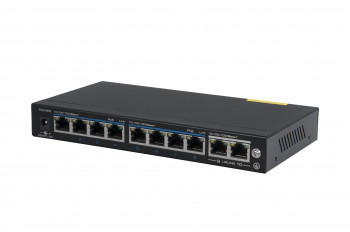 Switch OPTIVA Gigabit Ethernet, 8 portów GE PoE/PoE+, 2 porty GE Uplink, niezarządzalny, 48V DC VONT-SP2108 OPTIVA2B