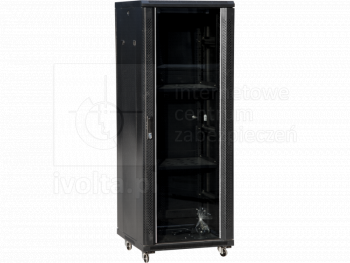 SS-32U-600-800-01-C Szafa 32U 600x800, drzwi przednie szklane, czarna