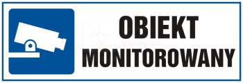 TABINFOBMON148X52 Tabliczka "Obiekt monitorowany", płyta PCV, taśma dwustronna, wym.: 148mm x 52mm