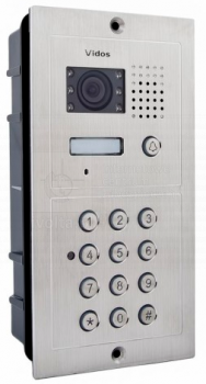 S601D-2 Bramofon 1-przyciskowy, podtynkowy lub natynkowy, wandaloodporny, szyfrator, VIDOS