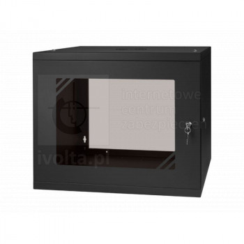 VOR-SW19-9U-450-GB Szafa Rack 19" 9U, 450MM, drzwi szklane, czarna, seria ECO