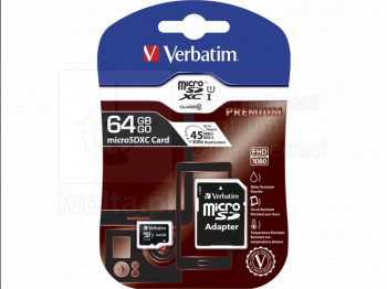 VERBATIM-SDXC-64GB Karta pamięci SDHC, 64GB, CLASS10, ADAPT