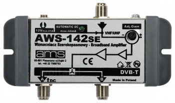 AWS-142M/AMS Wzmacniacz AWS-142S AMS rozgałęziający, VHF+UHF z zasilaczem 1wej./2wyj